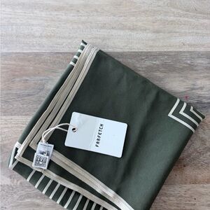 Toteme Olive Green Square Scarf with Cream Trim 100 silk